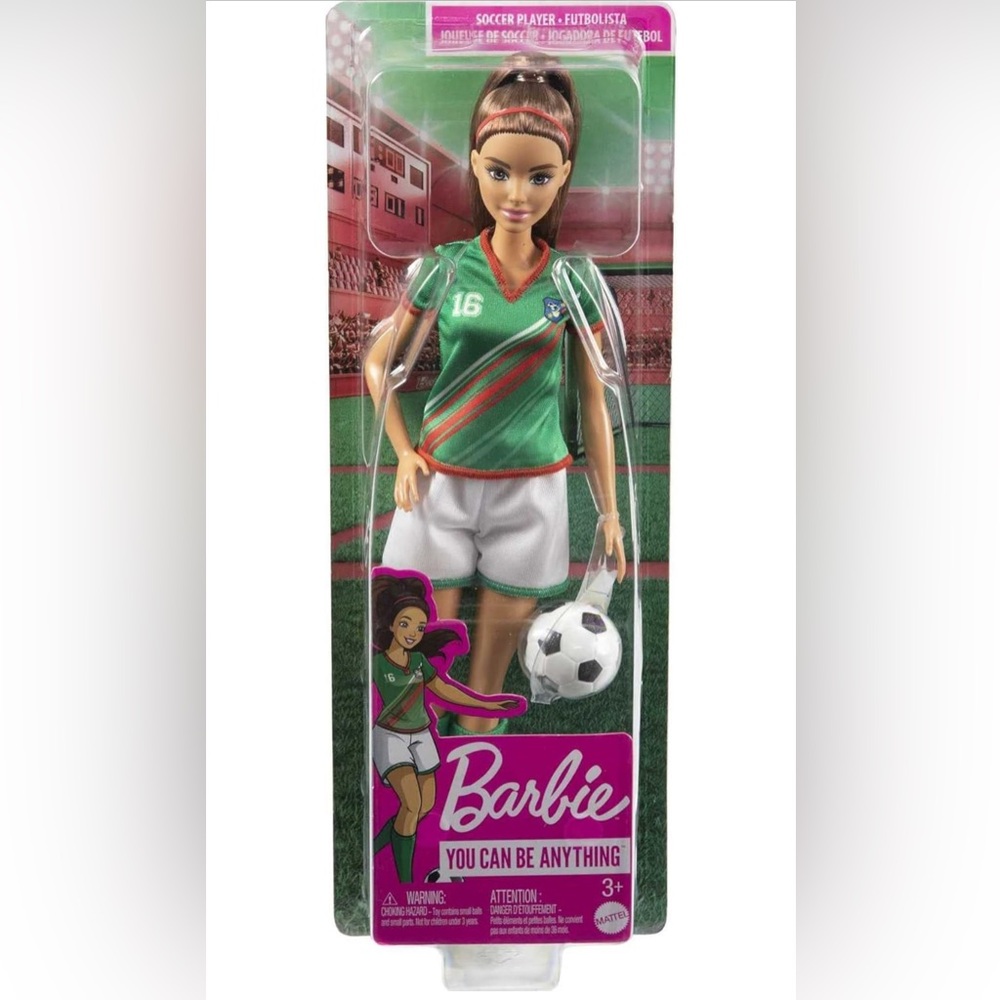 Barbie Soccer Player Doll with Green Jersey and White Shorts
